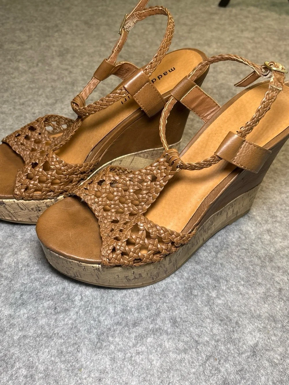 Madden Girl Tan Braided Cork Wedge Sandals